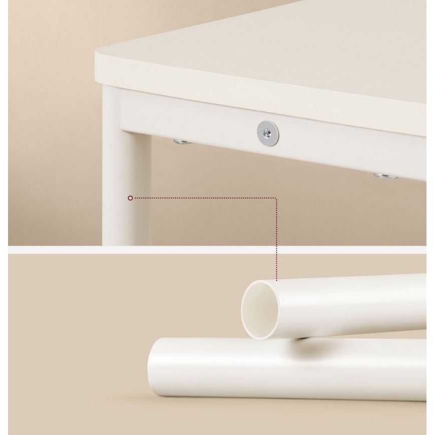 Sidebord ROD med indbygget stikkontakt og USB-porte, hvid/creme