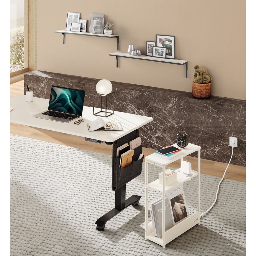 Sidebord ROD med indbygget stikkontakt og USB-porte, hvid/creme