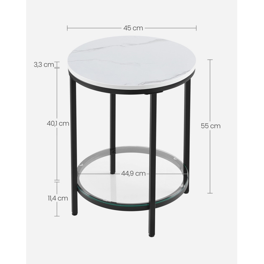 Sidebord SID sort/hvid