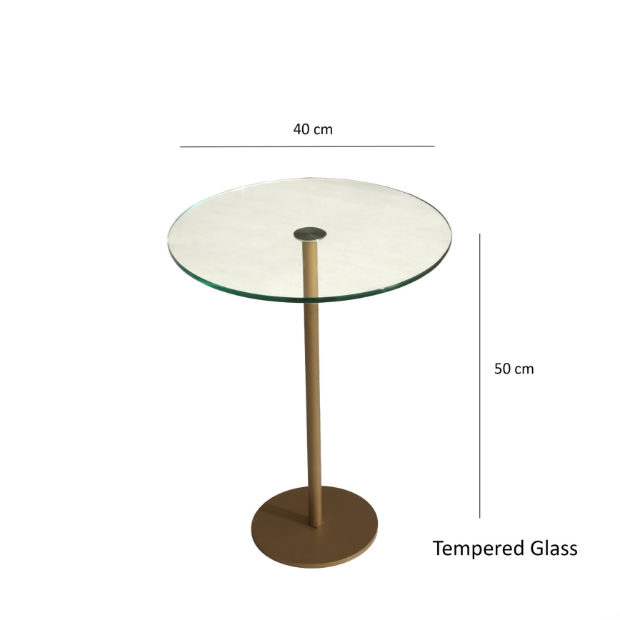 Sidebord SOCIAL 50x40 cm guldfarvet/transparent
