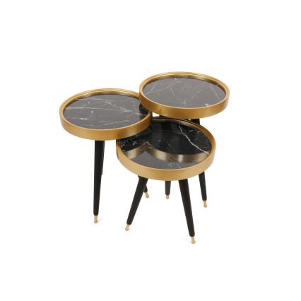 Sideborde 3 stk. LYLE sort/guldfarvet