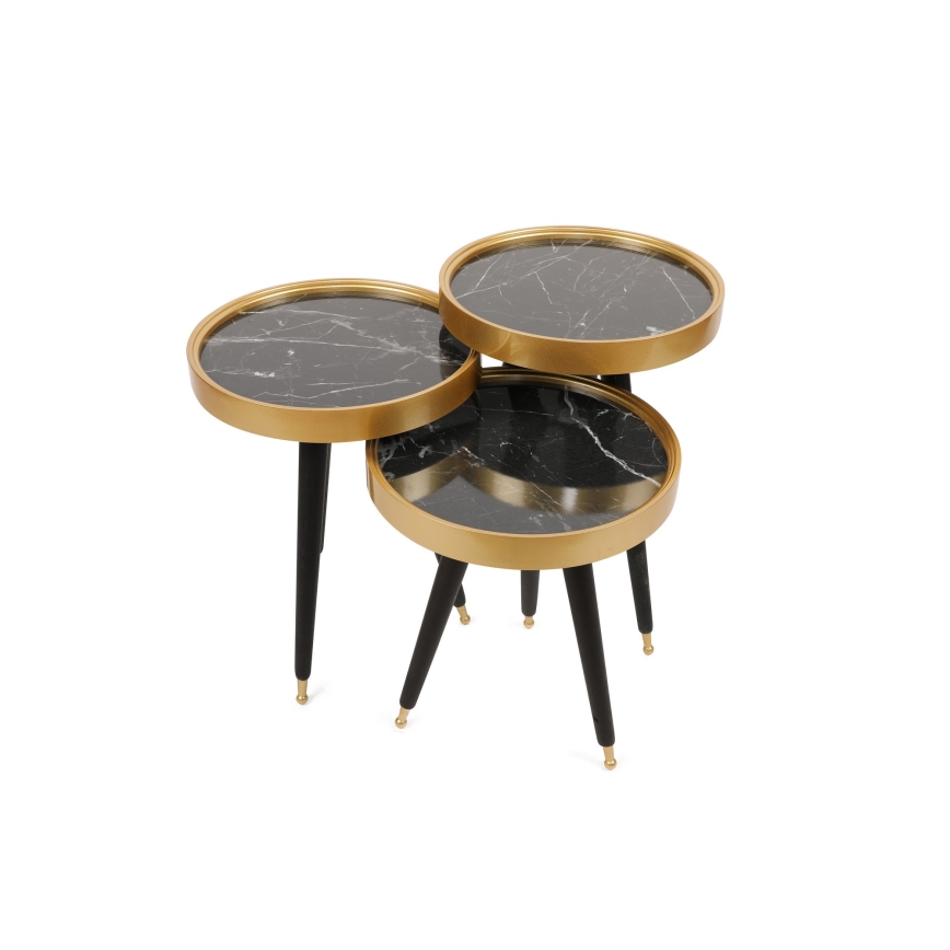 Sideborde 3 stk. LYLE sort/guldfarvet
