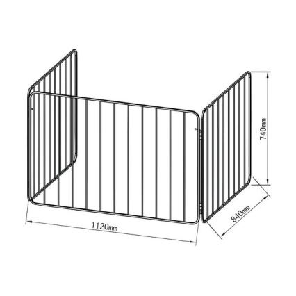 Sikkerhedsgitter til pejs 74x280 cm sort