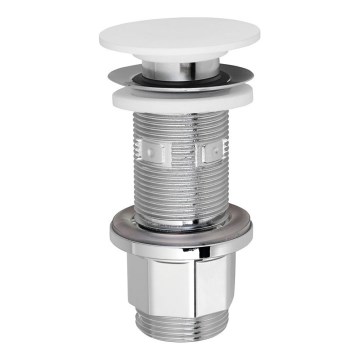 Silfra - Bundventil til håndvask Ø 6,7 cm hvid/blank krom