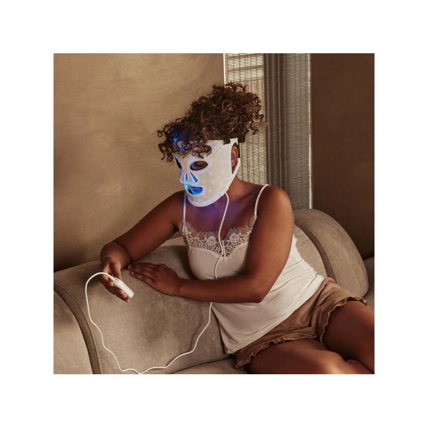 Silk’n - LED RGB terapeutisk ansigtsmaske LED/5V 2000 mAh hvid + fjernbetjening