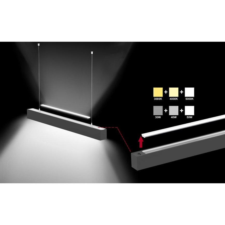 Sinclair - LED loftlampe LSM LED/40W/230V 3000K/4000K/5000K 120 cm sort