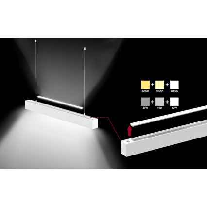 Sinclair - LED loftlampe LSM LED/40W/230V 3000K/4000K/5000K 120 cm sølvfarvet