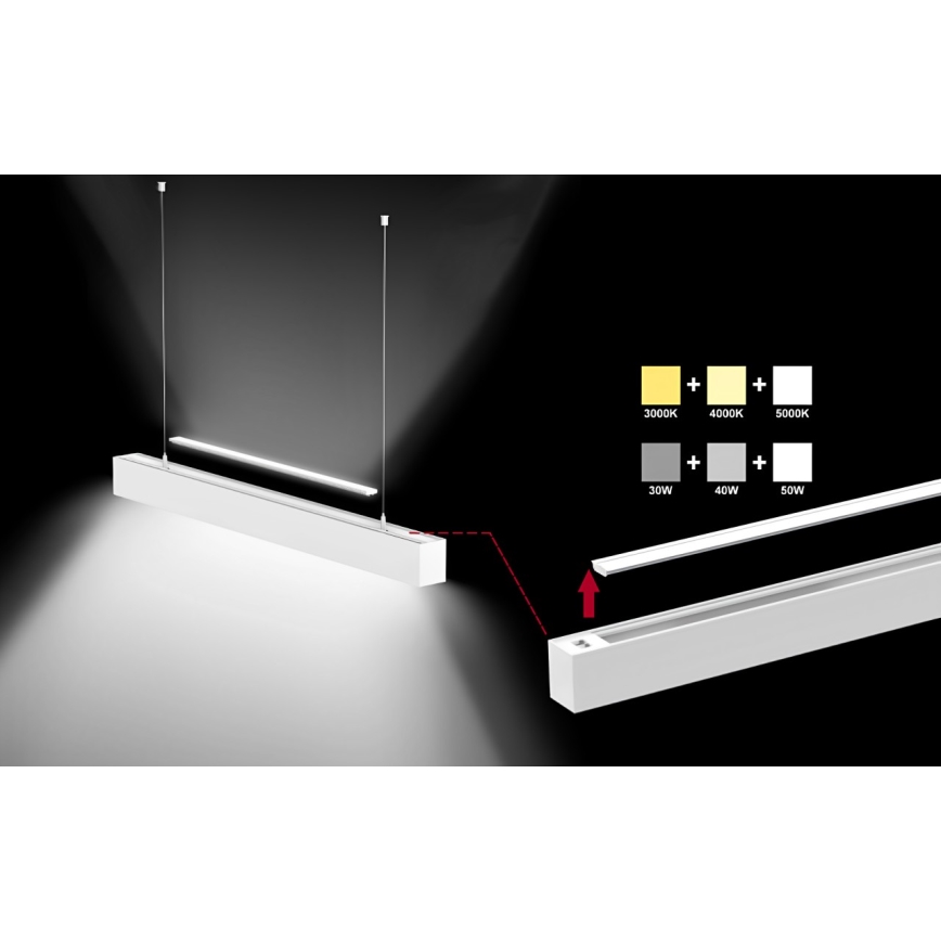 Sinclair - LED loftlampe LSM LED/40W/230V 3000K/4000K/5000K 120 cm sølvfarvet