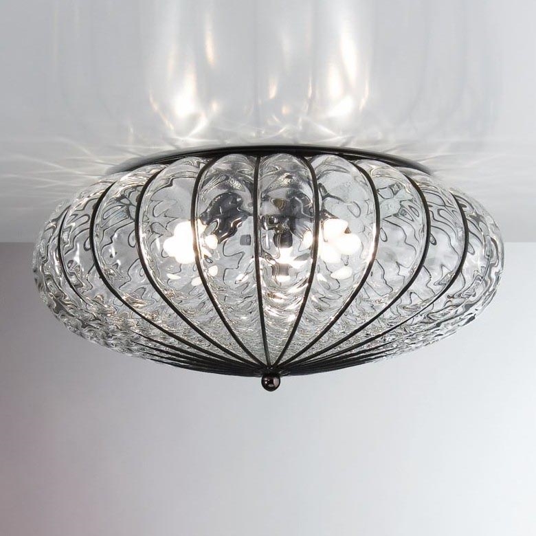 SIRU - Loftlampe ACCADEMIA 3xE27/60W/230V transparent/sort Venetian glas