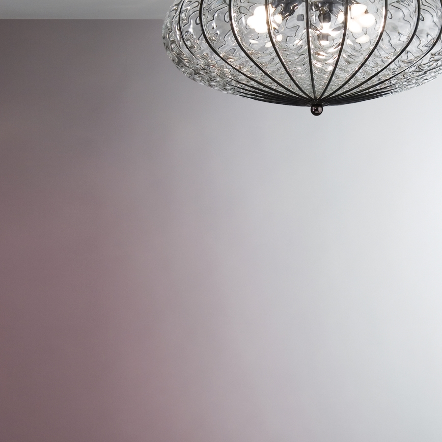 SIRU - Loftlampe ACCADEMIA 3xE27/60W/230V transparent/sort Venetian glas