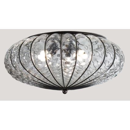 SIRU - Loftlampe ACCADEMIA 3xE27/60W/230V transparent/sort Venetian glas