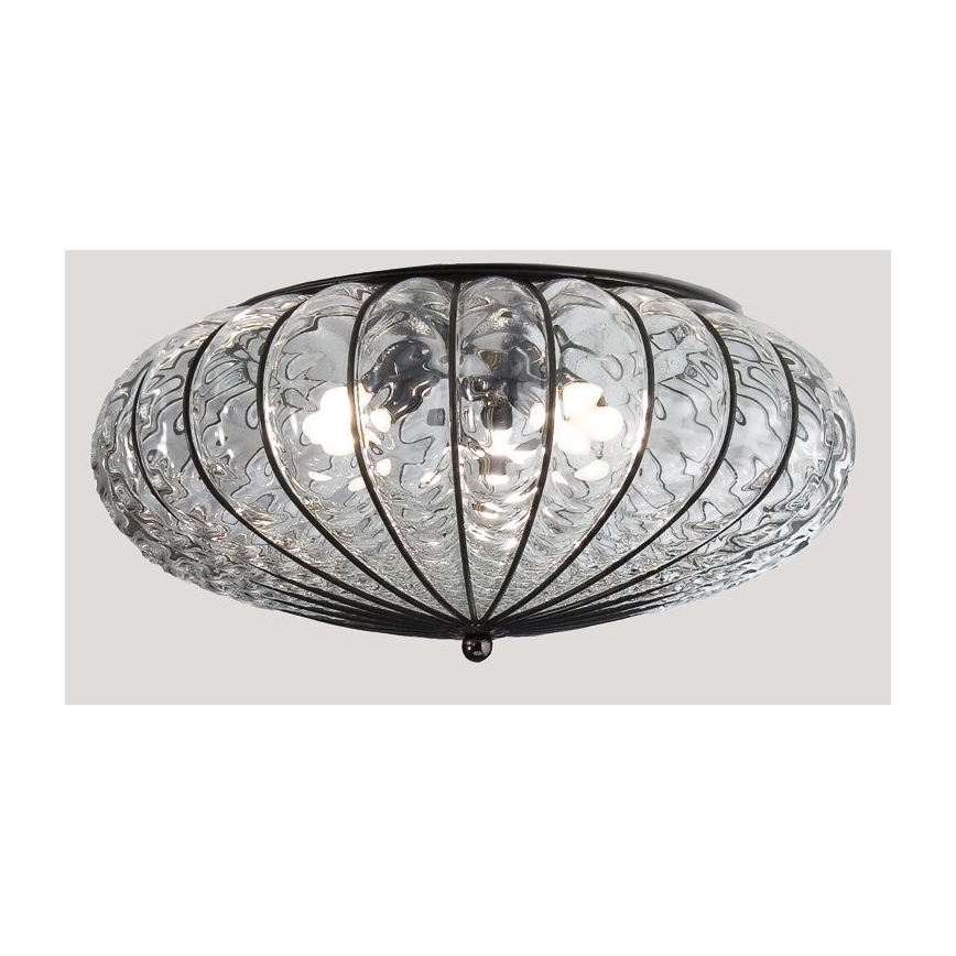 SIRU - Loftlampe ACCADEMIA 3xE27/60W/230V transparent/sort Venetian glas