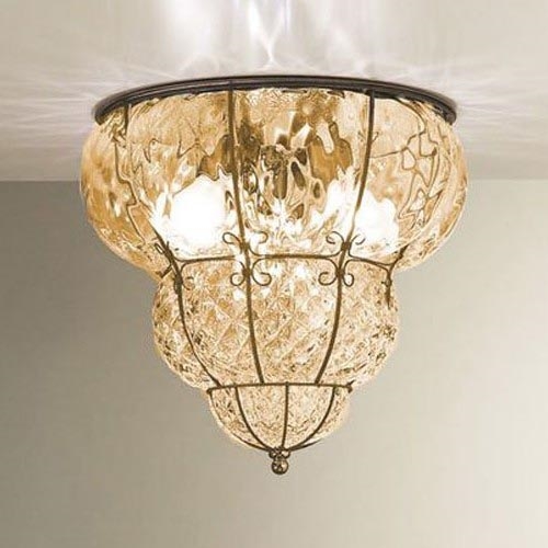 SIRU - Loftlampe CLASSIC 3xE14/40W/230V diameter 25 cm beige/sort venetiansk glas