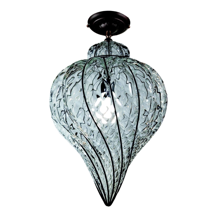 SIRU - Loftlampe GOCCIA 1xE27/60W/230V diameter 25 cm transparent/brun venetiansk glas