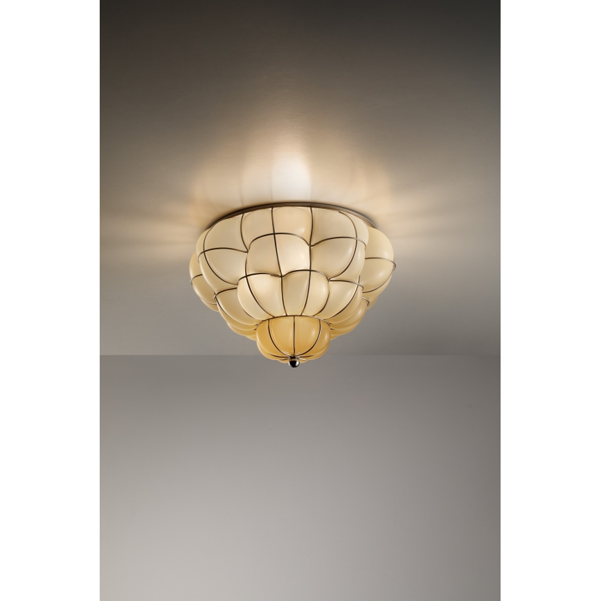SIRU - Loftlampe POUFF 3xE27/60W/230V skinnende krom/beige Venetiansk