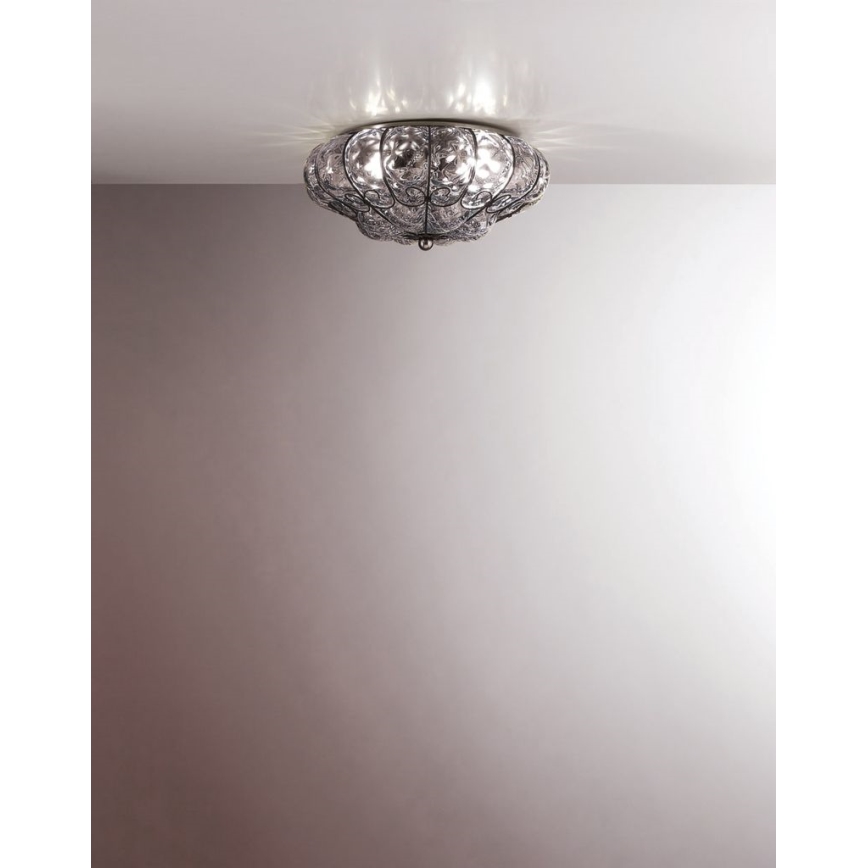 SIRU - Loftlampe SOLE 3xE14/40W/230V diameter 31 cm transparent/mat krom Venetiansk