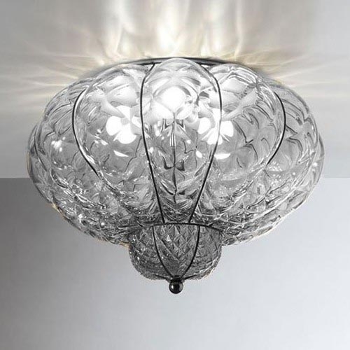 SIRU - Loftlampe SULTANO 3xE14/40W/230V diameter 34 cm transparent/sort Venetian glas