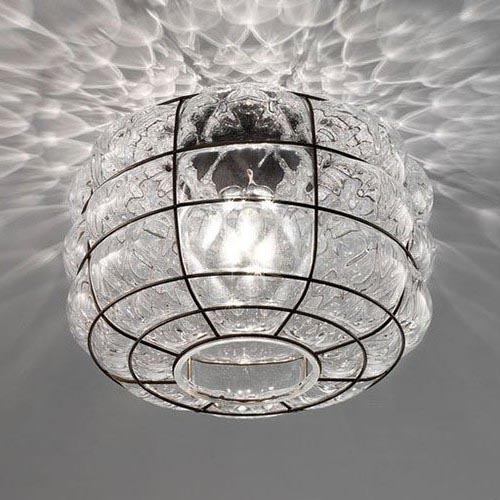 SIRU - Loftlampe TERRA 1xE27/60W/230V sort/transparent Venetian glas