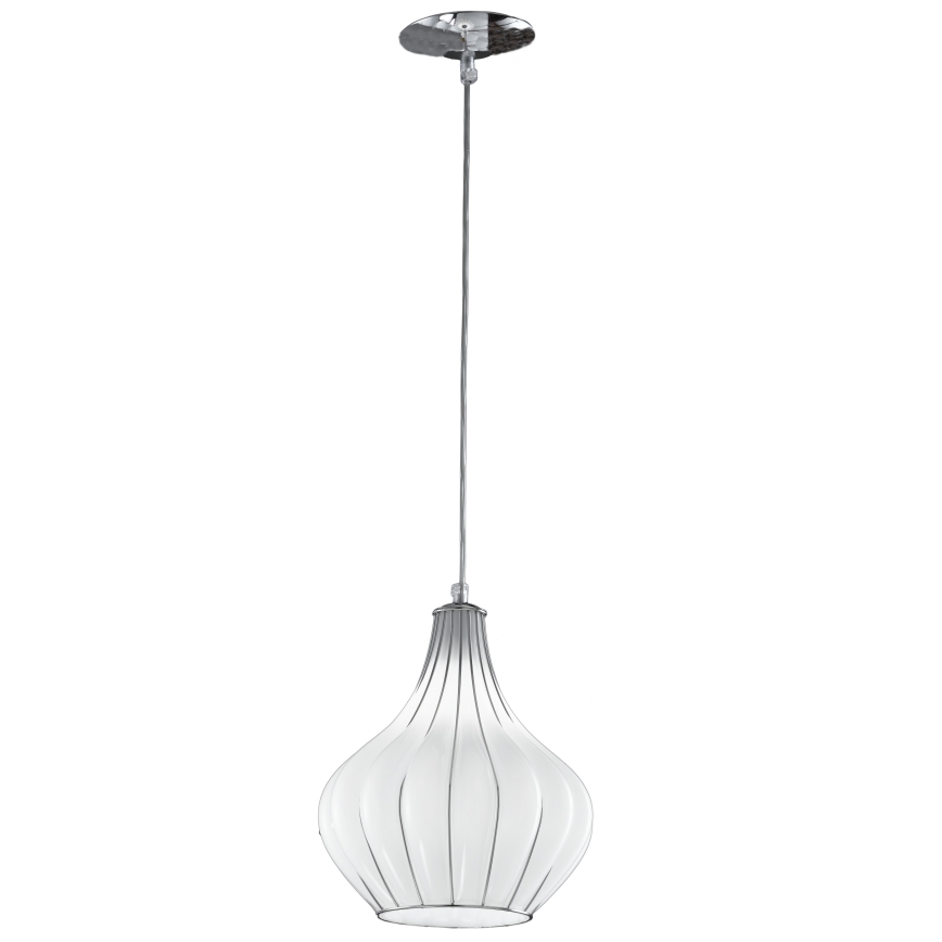SIRU - Pendel AURIGA 1xE14/40W/230V diameter 26 cm mat krom/hvid Venetiansk