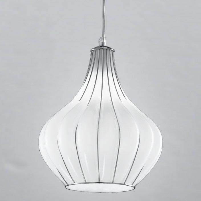 SIRU - Pendel AURIGA 1xE14/40W/230V diameter 26 cm mat krom/hvid Venetiansk