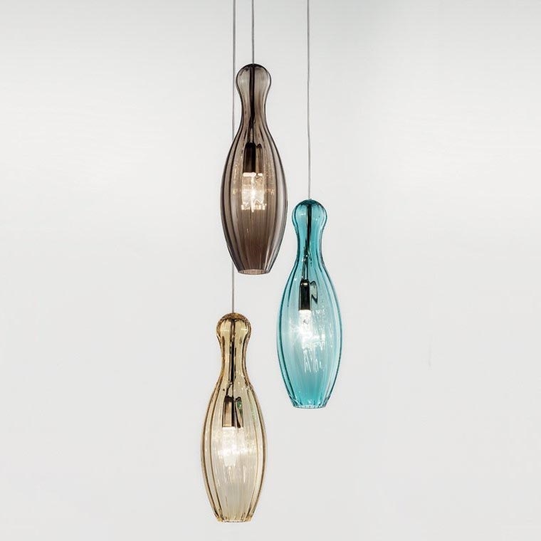 SIRU - Pendel BIRILLO 3xE14/40W/230V brun/turkis/beige venetiansk glas