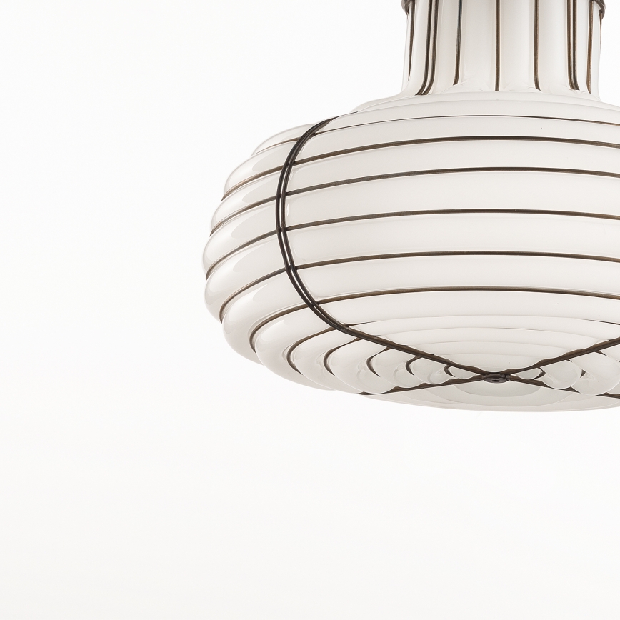 SIRU - Pendel CHAPEAU 2xE14/40W/230V mat krom/hvid Venetiansk