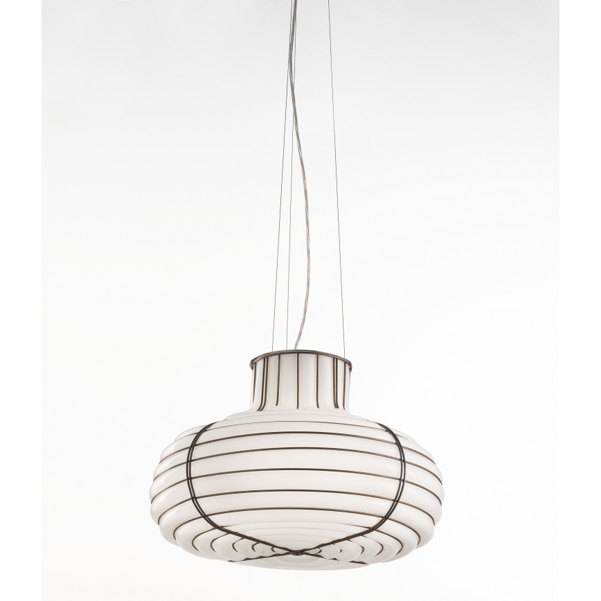 SIRU - Pendel CHAPEAU 2xE14/40W/230V mat krom/hvid Venetiansk