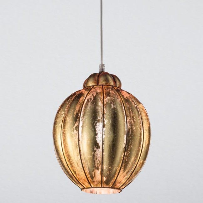SIRU - Pendel FOGLIA ORO 1xE27/60W/230V diameter 25 cm guldfarvet venetiansk glas/guldfarvet