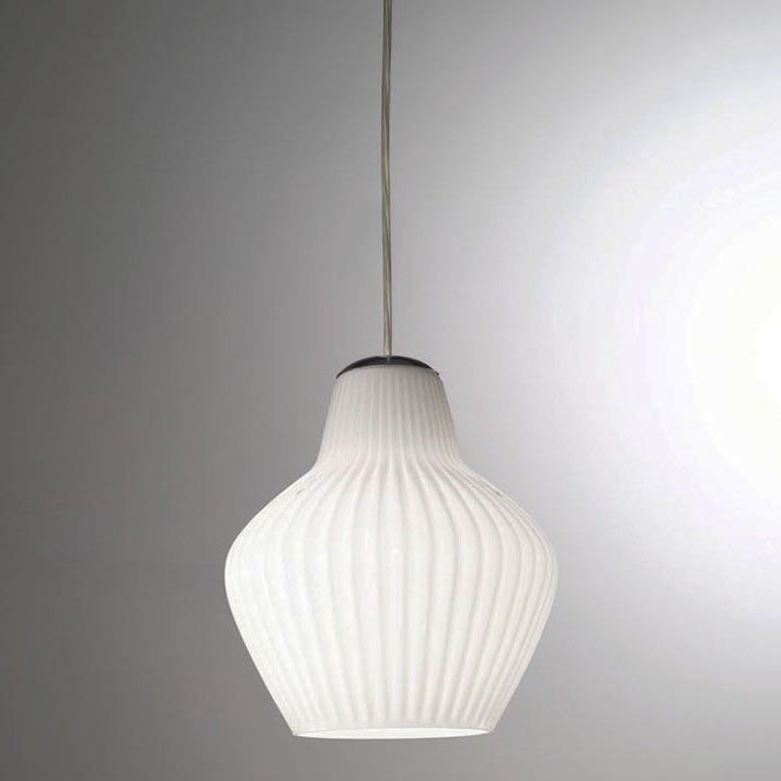 SIRU - Pendel LONDON 1xE27/60W/230V hvid/skinnende krom venetiansk glas