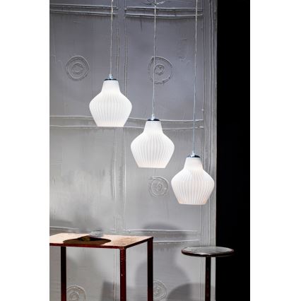 SIRU - Pendel LONDON 1xE27/60W/230V hvid/skinnende krom venetiansk glas