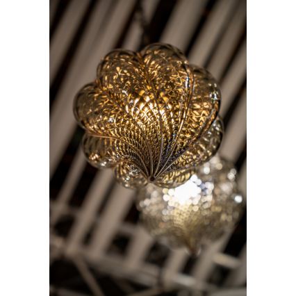 SIRU - Pendel med kædeophæng GOCCIA 1xE27/60W/230V diameter 25 cm beige/brun Venetian glas