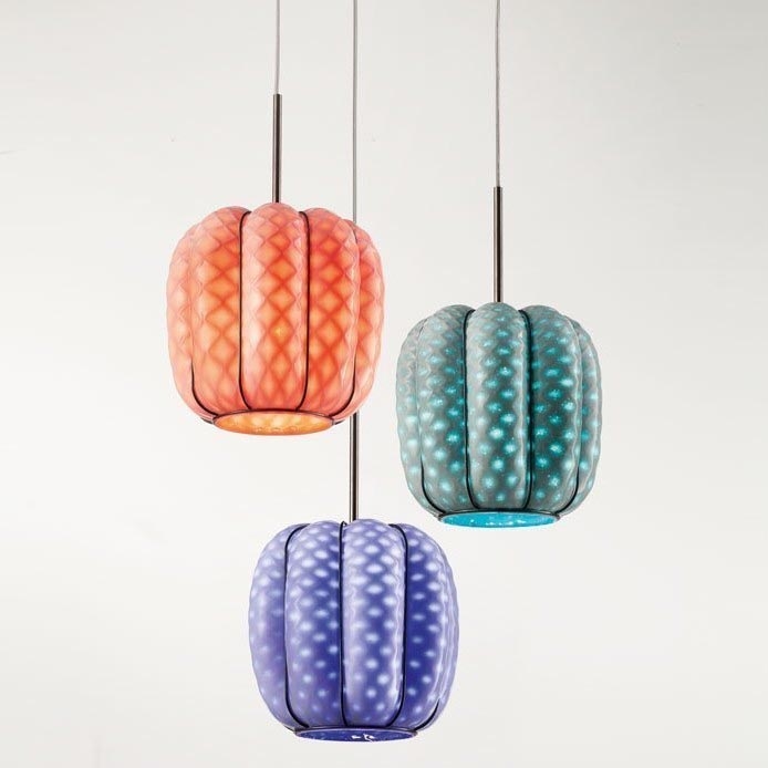 SIRU - Pendel NEST 3xE27/60W/230V orange/blå/grøn venetiansk glas