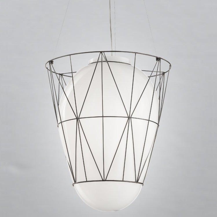 SIRU - Pendel SEGNI 1xE27/60W/230V sort/hvid venetiansk glas