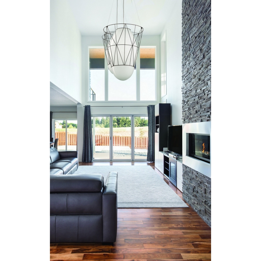 SIRU - Pendel SEGNI 1xE27/60W/230V sort/hvid venetiansk glas