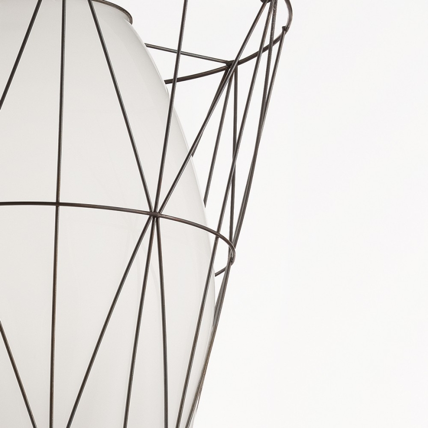 SIRU - Pendel SEGNI 1xE27/60W/230V sort/hvid venetiansk glas