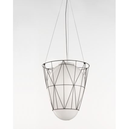 SIRU - Pendel SEGNI 1xE27/60W/230V sort/hvid venetiansk glas