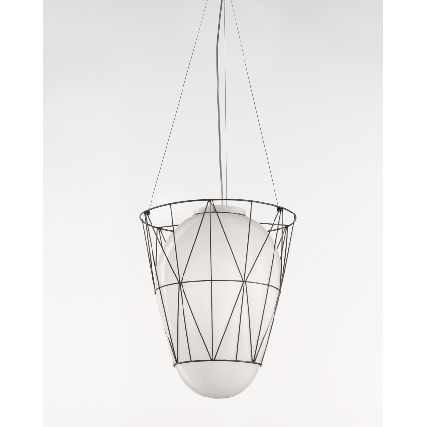SIRU - Pendel SEGNI 1xE27/60W/230V sort/hvid venetiansk glas