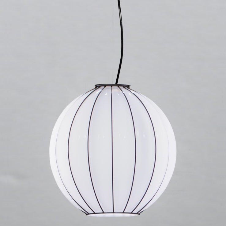 SIRU - Pendel SFERA 1xE27/60W/230V diameter 32 cm sort/hvid venetiansk glas