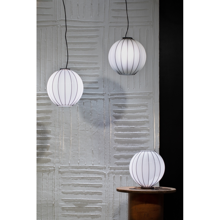 SIRU - Pendel SFERA 1xE27/60W/230V diameter 32 cm sort/hvid venetiansk glas