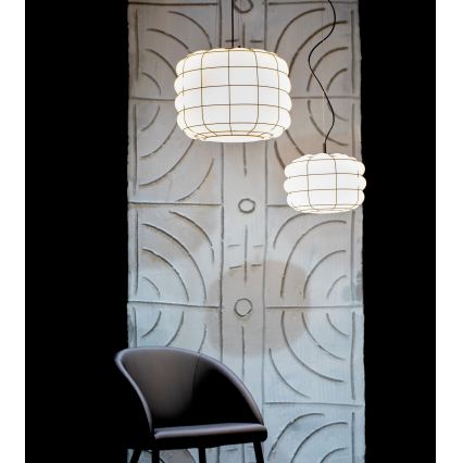 SIRU - Pendel TERRA 1xE27/60W/230V sort/hvid venetiansk glas