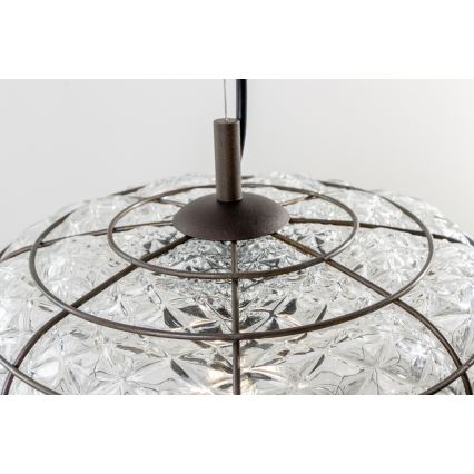 SIRU - Pendel TERRA 1xE27/60W/230V sort/transparent venetiansk glas