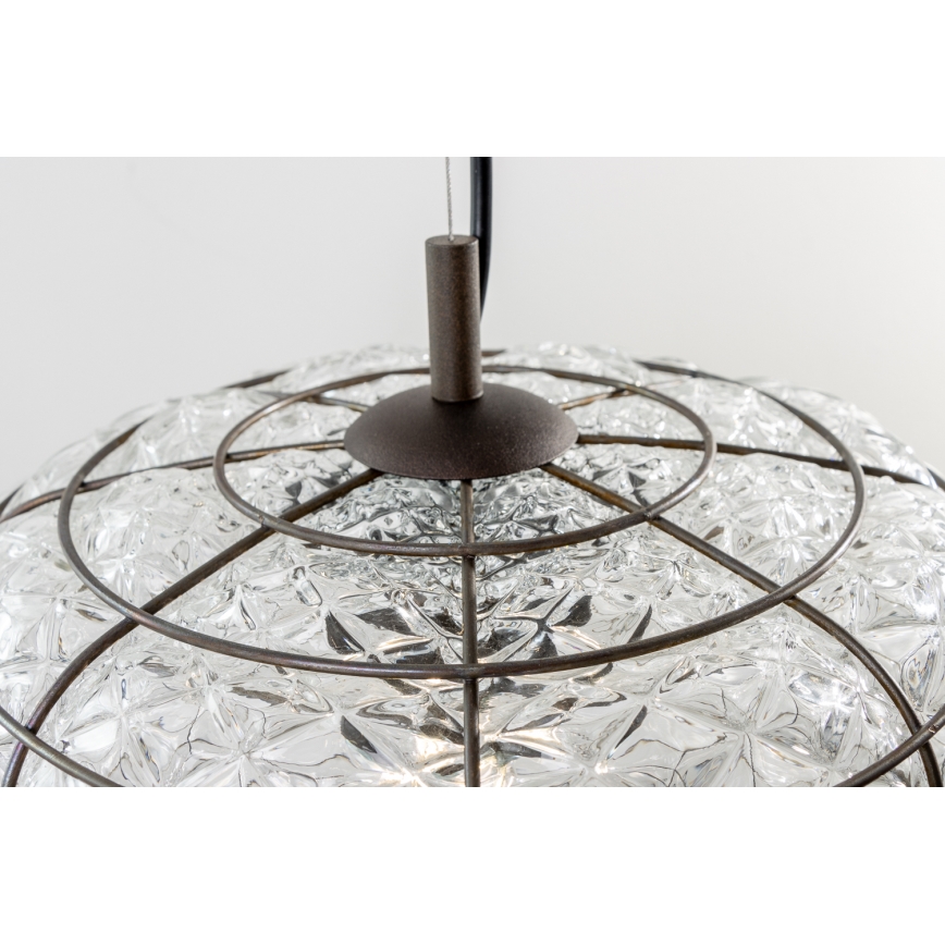 SIRU - Pendel TERRA 1xE27/60W/230V sort/transparent venetiansk glas