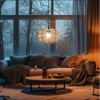 SIRU - Pendel TERRA 1xE27/60W/230V sort/transparent venetiansk glas