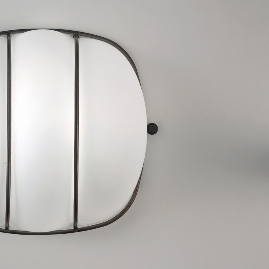 SIRU - Væglampe CAGE 1xGX53/10W/230V 20 cm sort/hvid Venetian glas