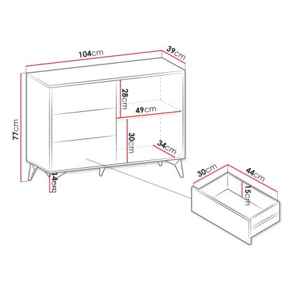 Skab DIAMOND 77x104 cm sort/brun