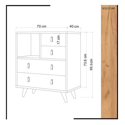 Skab FALLOW 89x70 cm hvid/brun