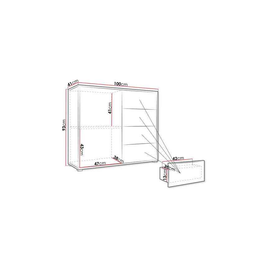Skab GESITA 93x41 cm hvid