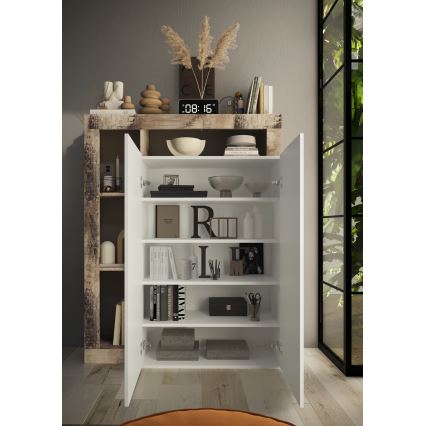 Skab LENOR hvid/ahorn