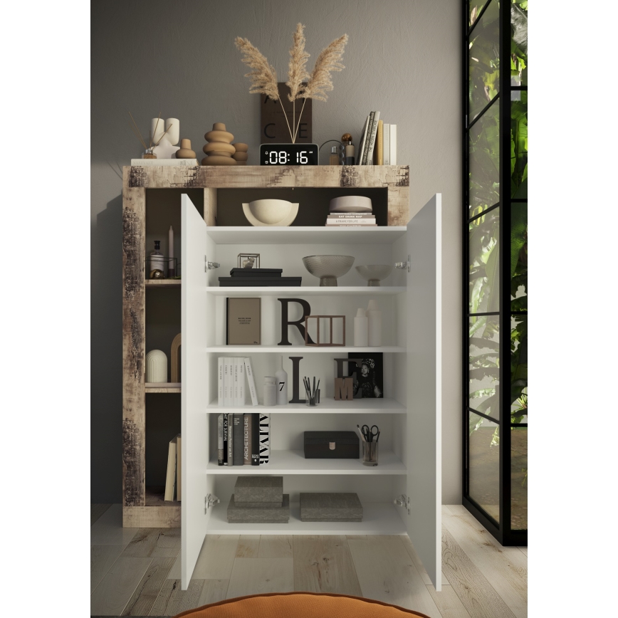 Skab LENOR hvid/ahorn