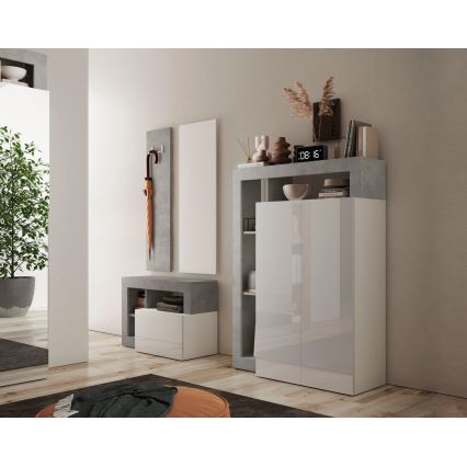 Skab LENOR hvid/grå beton